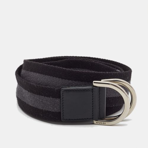 Gucci Black/Grey Canvas Stripe D Ring Belt 90CM - Gucci - Modalova