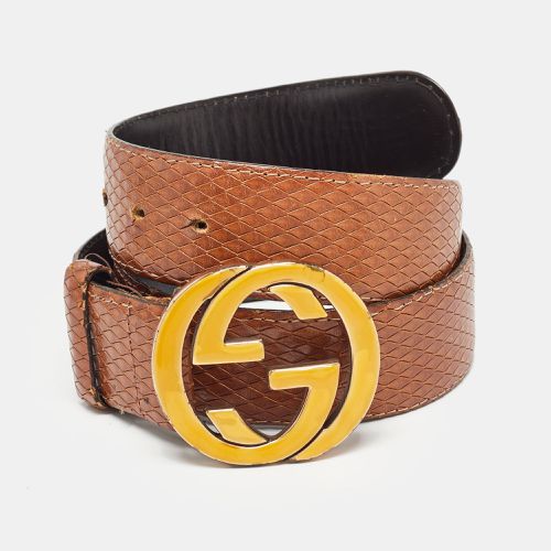 Gucci Brown Snakeskin Embossed Leather Interlocking G Belt 90CM - Gucci - Modalova