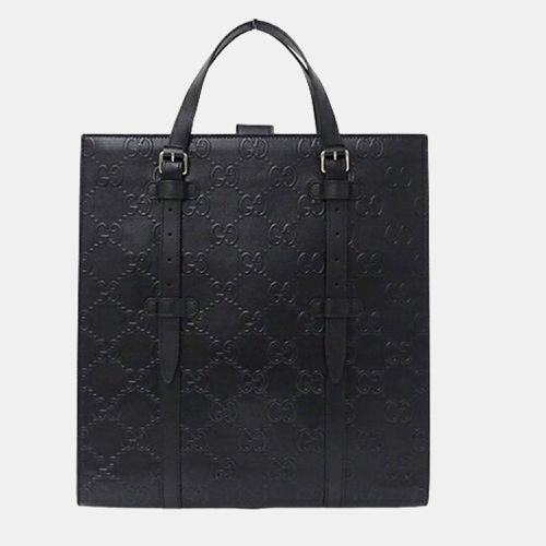 Gucci Black Embossed Leather GG Handbag - Gucci - Modalova