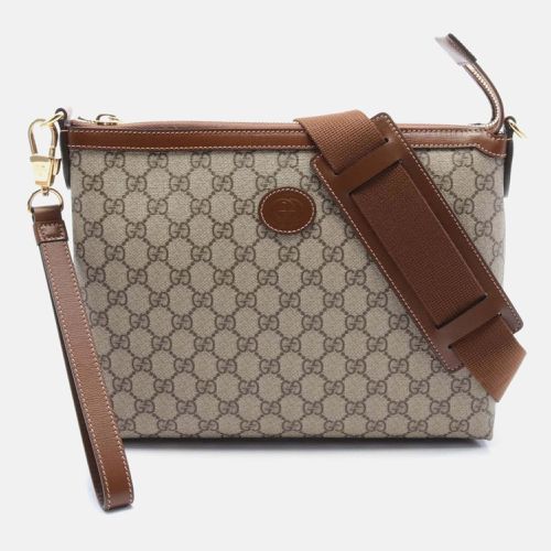 Gucci Beige Brown Coated Canvas Leather Interlocking GG Supreme Bag - Gucci - Modalova