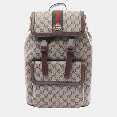 Brown Multicolor Coated Canvas Leather Ophidia GG Supreme Backpack - Gucci - Modalova