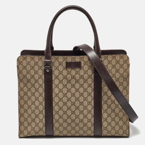 Gucci Beige/Brown GG Supreme Canvas and Leather Tote - Gucci - Modalova