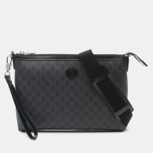 Gucci Coated Canvas Leather Black Grey Interlocking G GG Supreme Shoulder Bag - Gucci - Modalova