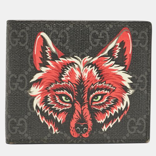 Gucci Black GG Supreme Canvas Wolf Print Bifold Wallet - Gucci - Modalova