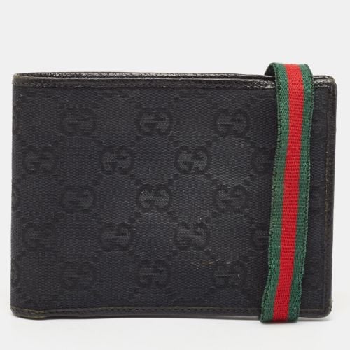 Gucci Black GG Canvas Web Bifold Wallet - Gucci - Modalova