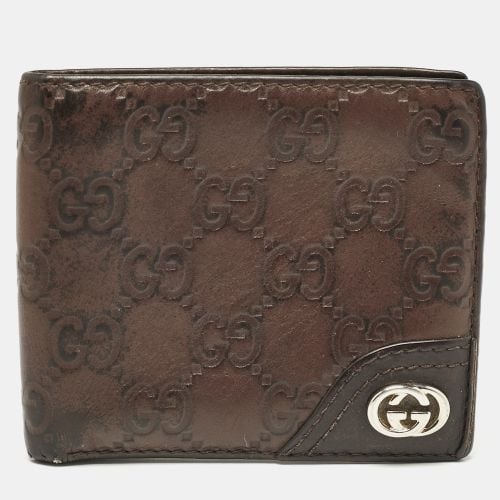 Gucci Brown Guccissima Leather Interlocking G Bifold Wallet - Gucci - Modalova