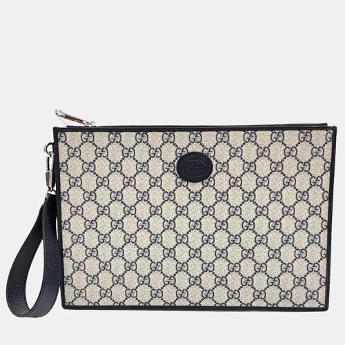 Gucci Beige GG Supreme Horsebit Pouch - Gucci - Modalova