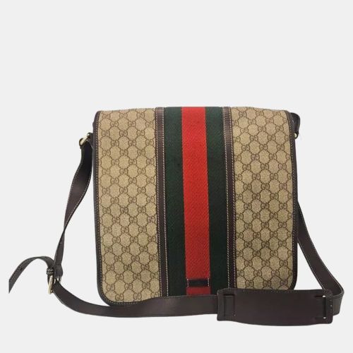 Gucci GG Supreme Canvas and Leather Web Messenger Bag - Gucci - Modalova