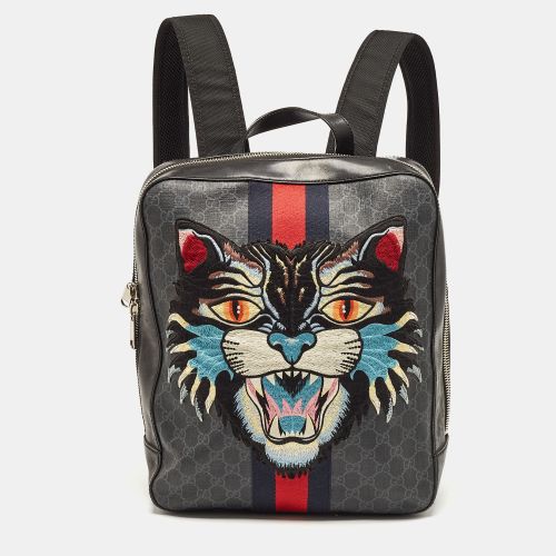 Gucci Black GG Supreme Canvas and Leather Angry Cat Backpack - Gucci - Modalova