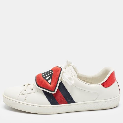 Ace Size 43 Leather and Python Embossed Web 'Blind For Love' Removable Patch Lace Up Sneakers - Gucci - Modalova