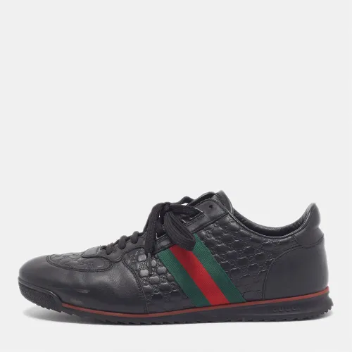 Web Size 43 Microssima Leather Low Top Sneakers - Gucci - Modalova