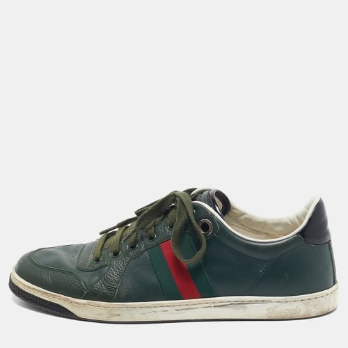 Gucci Green Leather Web Low Ace Top Sneakers Size 43.5 - Gucci - Modalova