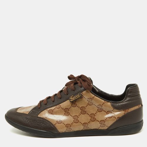 Gucci Brown/Beige GG Crystal Canvas and Leather Low Top Sneakers Size 39.5 - Gucci - Modalova