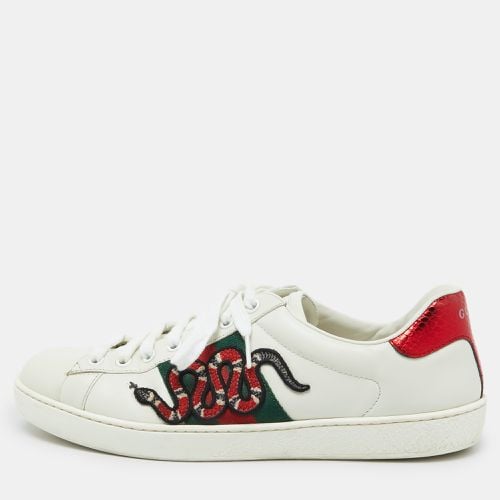 Gucci White Leather Embroidered Snake Ace Sneakers Size 41.5 - Gucci - Modalova