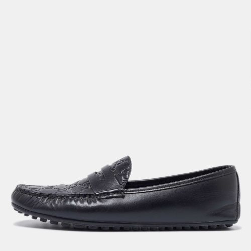 Gucci Black Guccissima Leather Penny Slip On Loafers Size 42 - Gucci - Modalova