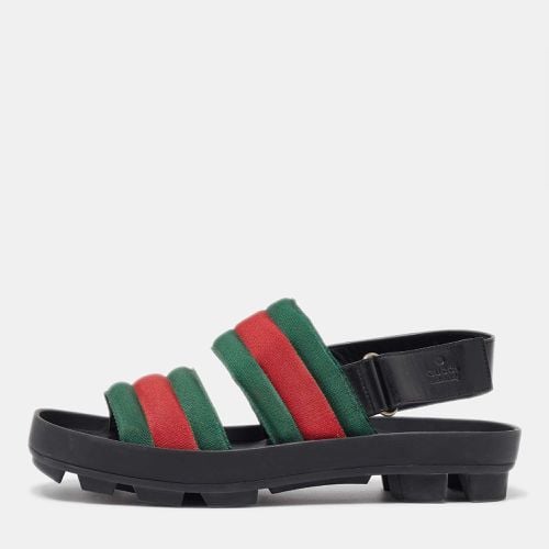 Gucci Green/Red Web Canvas Flat Sandals Size 41 - Gucci - Modalova