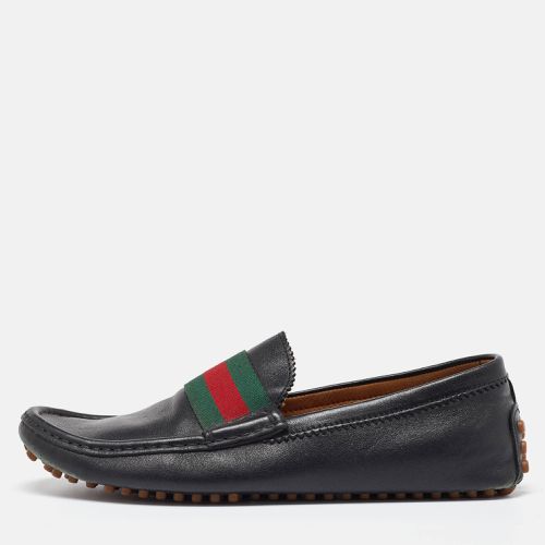 Leather Web Trim Slip On Loafers Size 41.5 - Gucci - Modalova