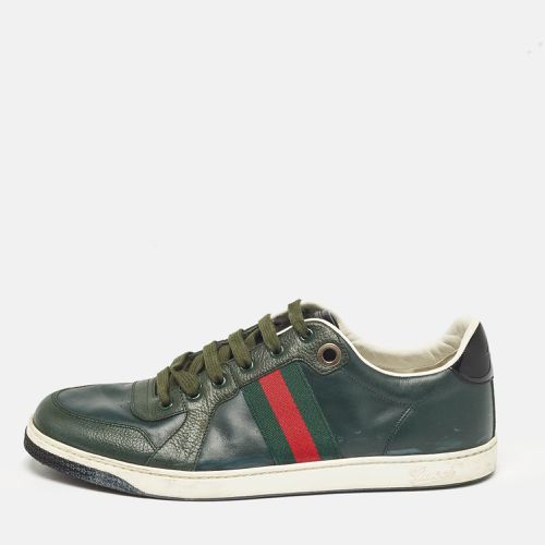 Gucci Green Leather Web Low Top Sneakers Size 44 - Gucci - Modalova