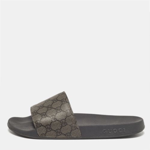 Gucci Grey/Black GG Supreme Canvas Flat Sandals Size 45 - Gucci - Modalova