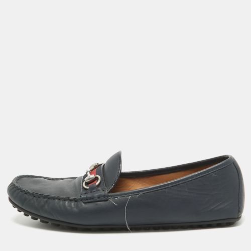 Gucci Navy Blue Leather Web Horsebit Loafers Size 45.5 - Gucci - Modalova