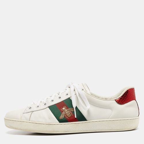 Leather Ace Web Lace Up Sneakers Size 44 - Gucci - Modalova