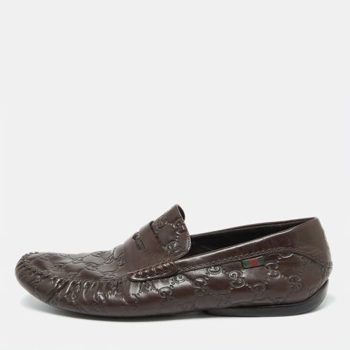 Gucci Brown Guccissima Leather Penny Slip On Loafers Size 43 - Gucci - Modalova