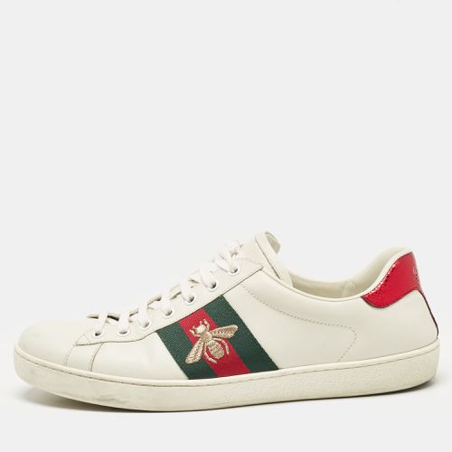 Gucci White Leather Ace Lace Up Sneakers Size 42.5 - Gucci - Modalova