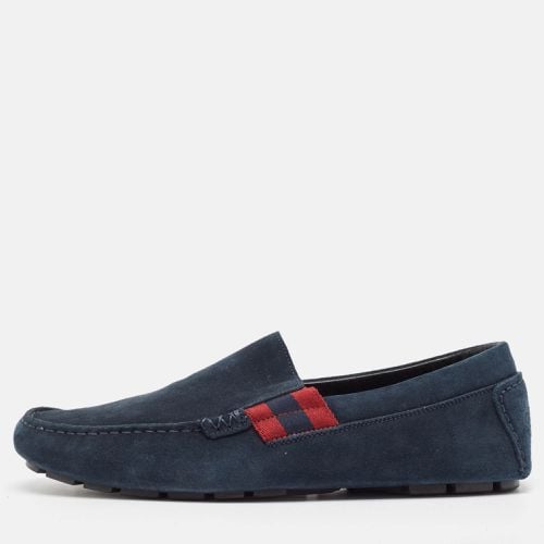 Gucci Navy Blue Suede Web Detail Loafers Size 42 - Gucci - Modalova