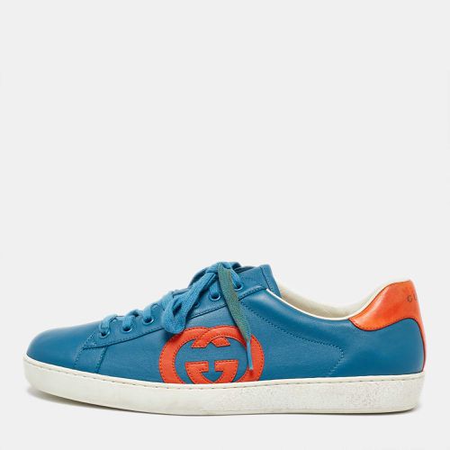 Gucci Blue/Orange Leather Low Top Sneakers Size 44.5 - Gucci - Modalova