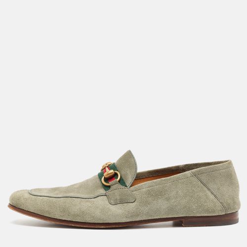 Gucci Green Suede Web Slip On Loafers Size 41 - Gucci - Modalova