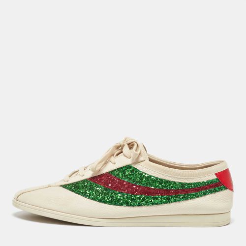 Gucci White Glitter and Leather Falacer Lace Up Sneakers Size 43 - Gucci - Modalova