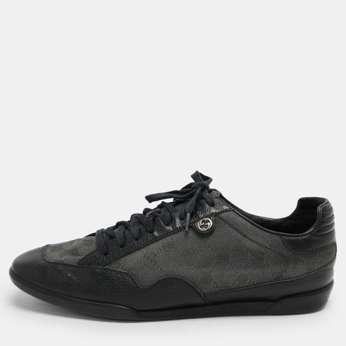 Gucci Black/Grey GG Canvas and Leather Low Top Sneakers Size 43.5 - Gucci - Modalova