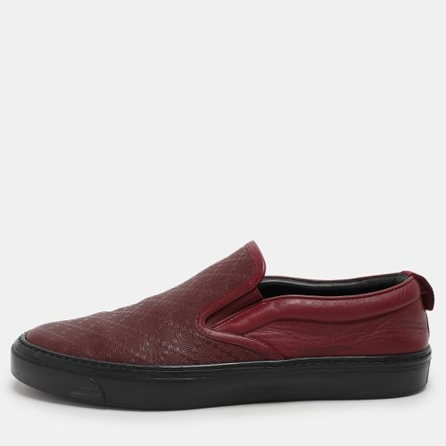 Gucci Burgundy Diamante Leather Slip On Sneakers 41.5 - Gucci - Modalova