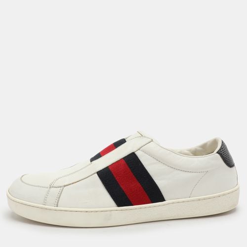 Gucci White Leather Web Slip On Sneakers Size 43 - Gucci - Modalova