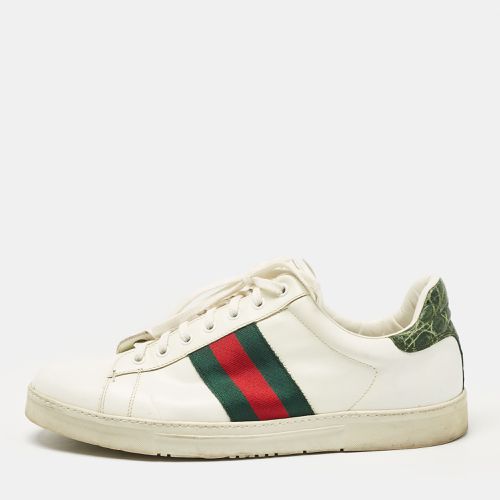 Green Alligator Leather and Leather Ace Lace Up Sneakers Size 43.5 - Gucci - Modalova