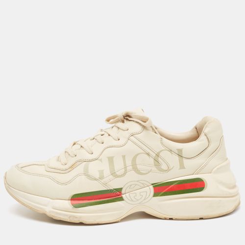 Gucci Cream Leather Rhyton Lace Up Sneakers Size 44 - Gucci - Modalova