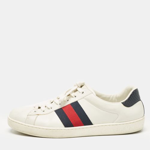 Gucci White Leather Web Ace Sneakers Size 42.5 - Gucci - Modalova