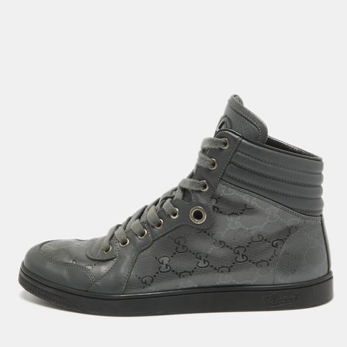 Gucci Grey Canvas and Leather High Top Sneakers Size 41.5 - Gucci - Modalova