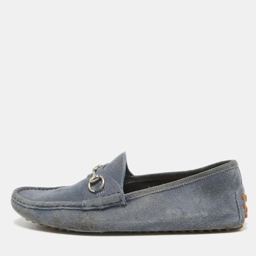 Gucci Blue Suede Slip On Loafers Size 44 - Gucci - Modalova