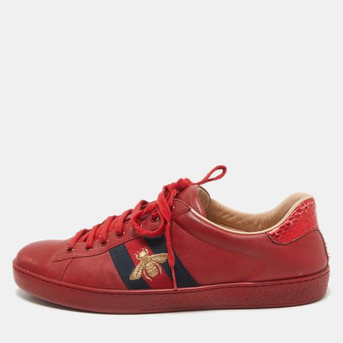 Gucci Red Leather Web Ace Sneakers Size 44.5 - Gucci - Modalova