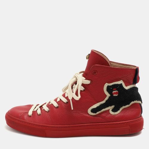 Gucci Red Leather Panther High Top Sneakers Size 41.5 - Gucci - Modalova