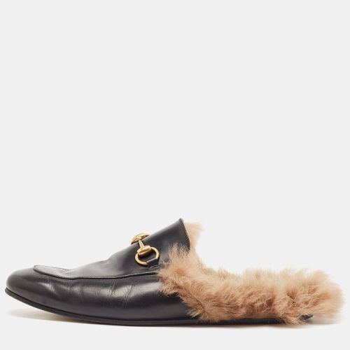 Gucci Black Fur and Leather Princetown Mules Size 43 - Gucci - Modalova