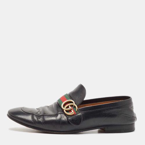 Gucci Black Leather GG Marmont Loafers Size 44 - Gucci - Modalova