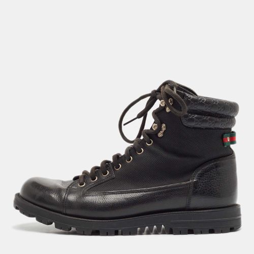 Gucci Black Leather and Mesh Combat Boots Size 43.5 - Gucci - Modalova