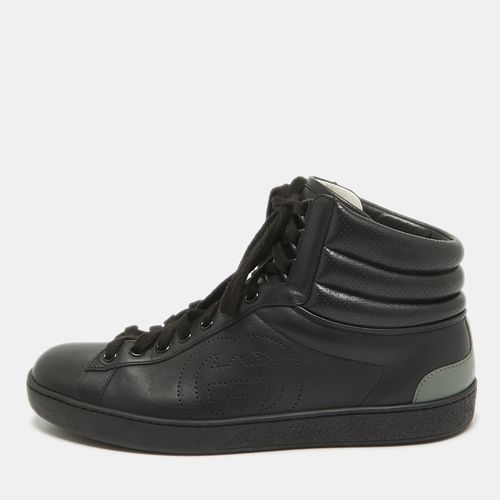 Gucci Black/Grey Leather GG Ace High Top Sneakers Size 40 - Gucci - Modalova