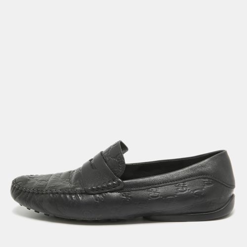 Gucci Black Guccissima Leather Penny Slip On Loafers Size 42.5 - Gucci - Modalova