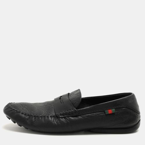 Gucci Black Guccissima Leather Penny Loafers Size 44 - Gucci - Modalova