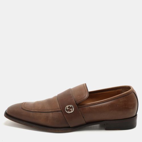 Gucci Brown Leather Slip On Loafers Size 44 - Gucci - Modalova