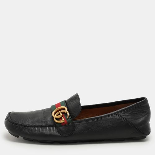 Gucci Black Leather Web GG Marmont Loafers Size 42 - Gucci - Modalova