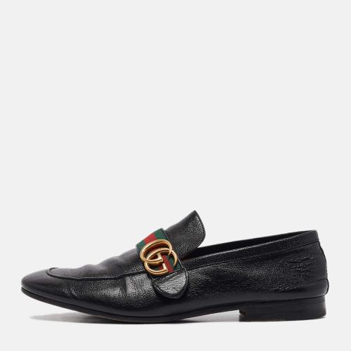 Gucci Black Leather GG Marmont Web Slip on Loafers Size 42.5 - Gucci - Modalova